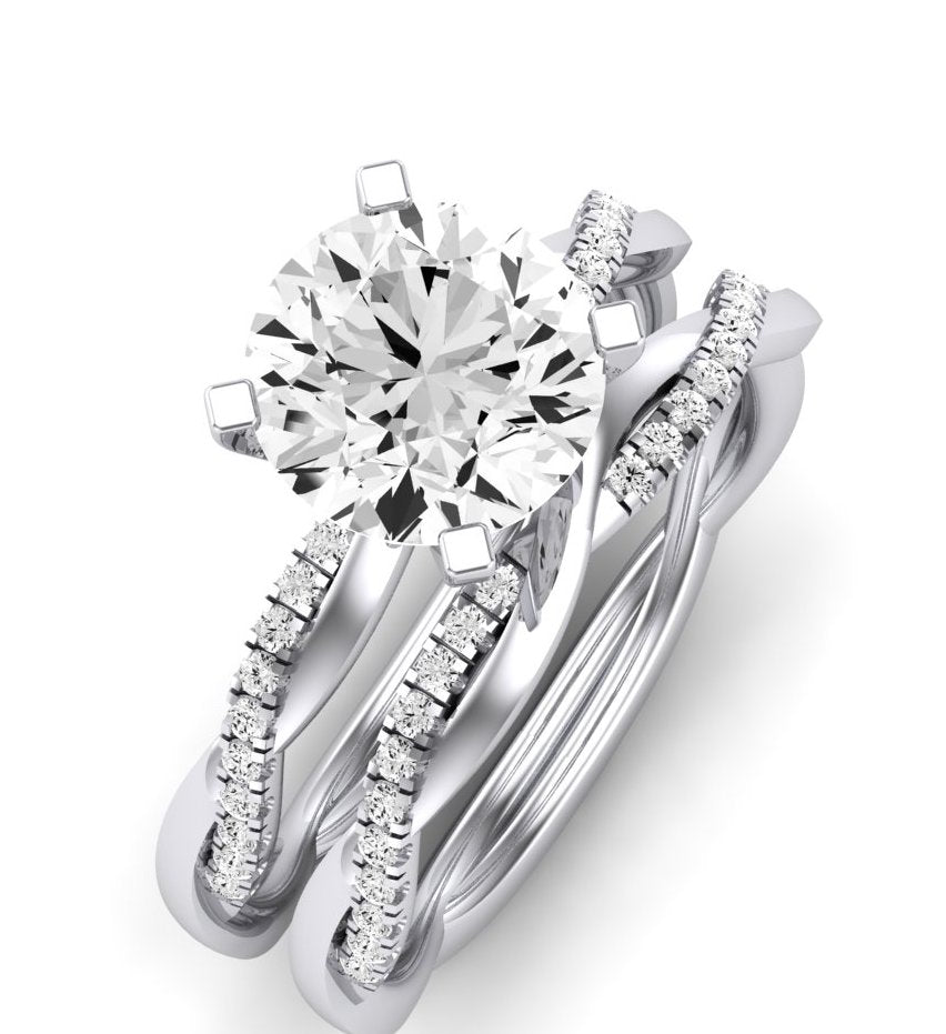 Iris Diamond Matching Band Only (does Not Include Engagement Ring) For Ring With Round Center whitegold