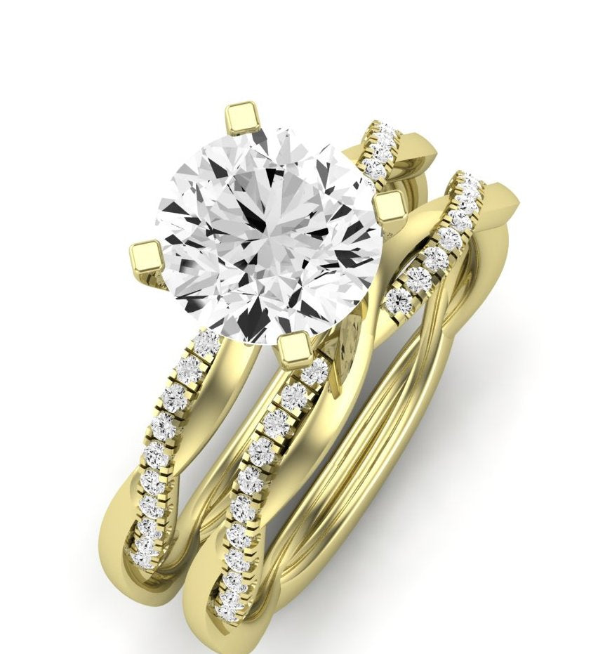 Iris Diamond Matching Band Only (does Not Include Engagement Ring) For Ring With Round Center yellowgold