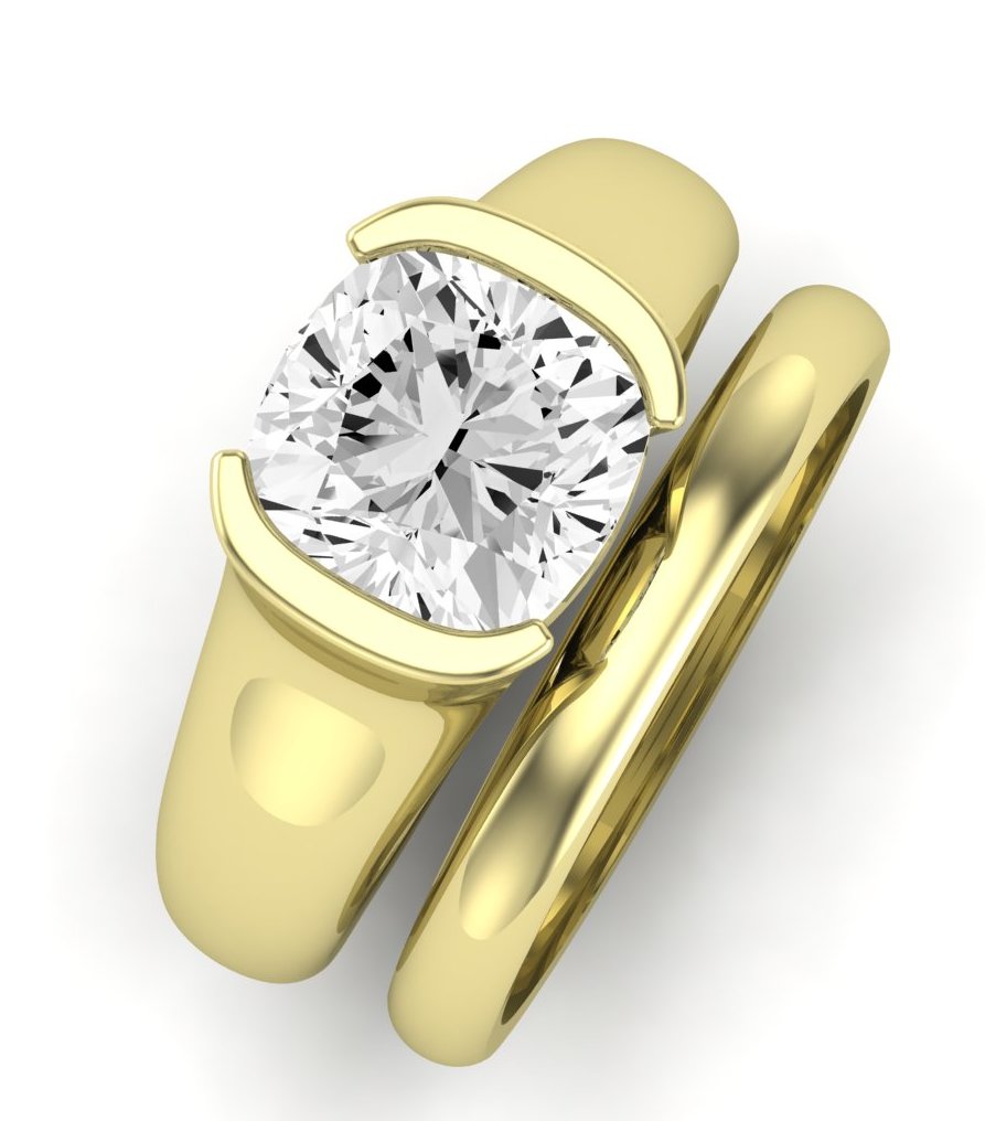 Jasmine Diamond Matching Band Only (does Not Include Engagement Ring) For Ring With Cushion Center yellowgold