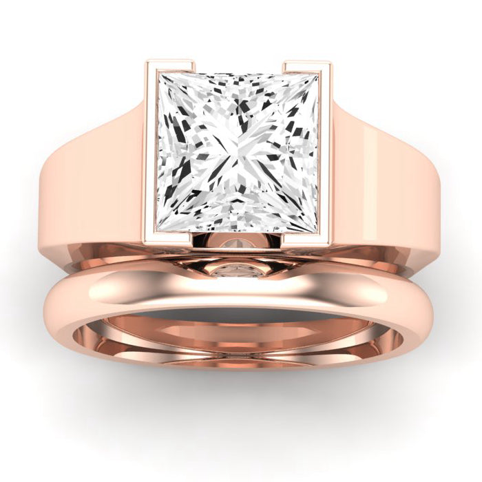Jasmine Diamond Matching Band Only (does Not Include Engagement Ring) For Ring With Princess Center rosegold