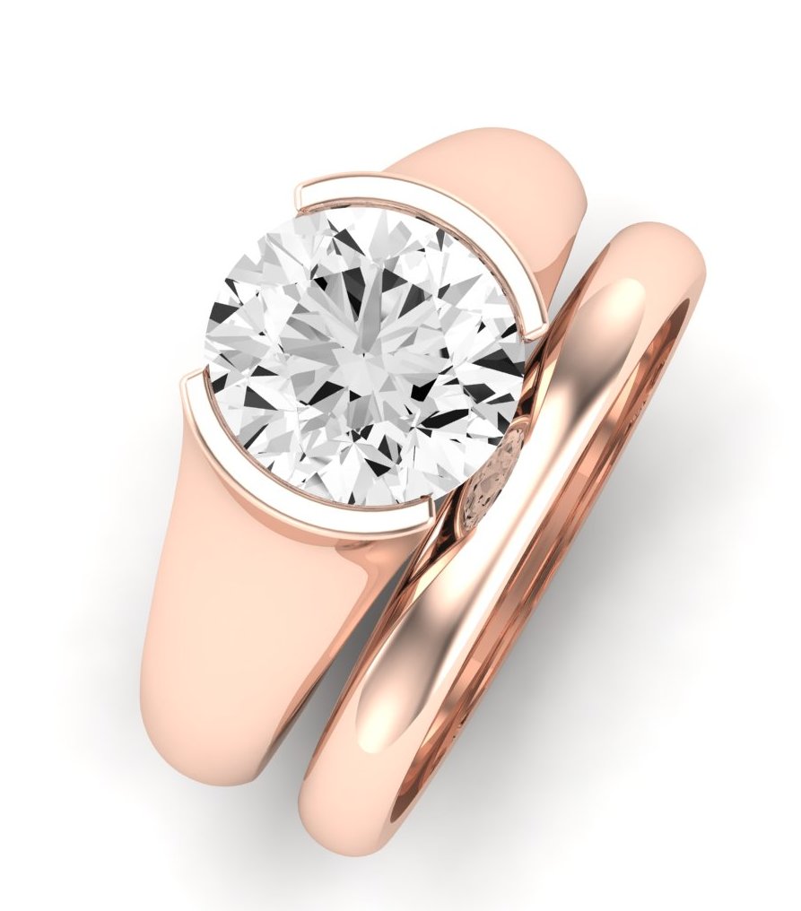 Jasmine Moissanite Matching Band Only (does Not Include Engagement Ring) For Ring With Round Center rosegold