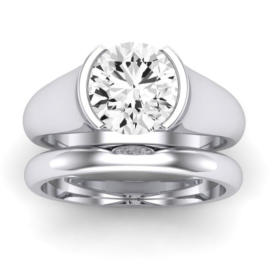 Jasmine Moissanite Matching Band Only (does Not Include Engagement Ring) For Ring With Round Center whitegold