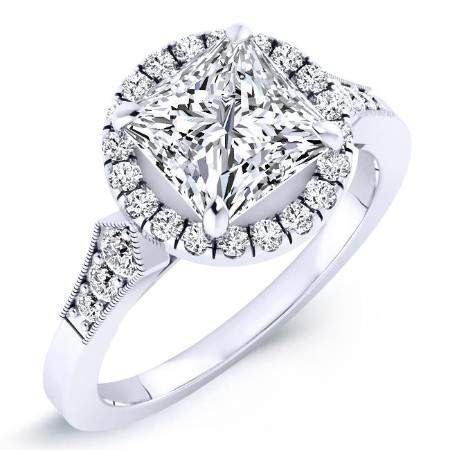 Kalmia Princess Moissanite Engagement Ring whitegold