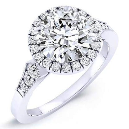 Kalmia Round Moissanite Engagement Ring whitegold