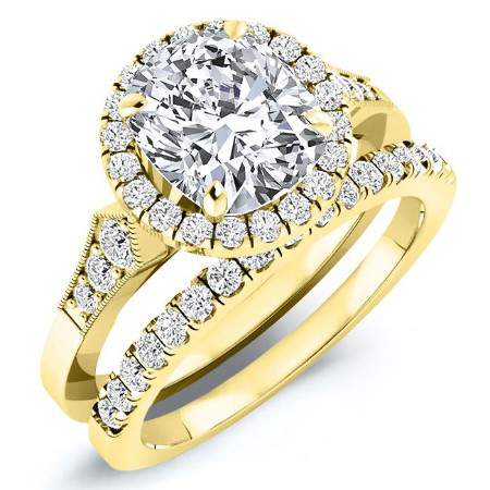 Kalmia Cushion Moissanite Bridal Set yellowgold