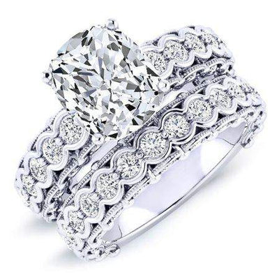 Kassia Moissanite Matching Band Only (engagement Ring Not Included) For Ring With Cushion Center whitegold