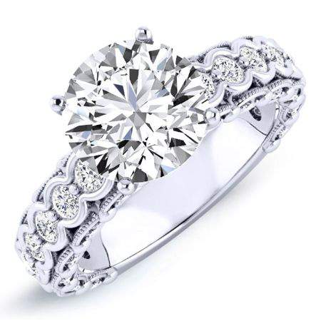 Kassia Round Moissanite Engagement Ring whitegold