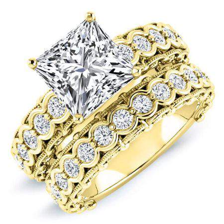 Kassia Moissanite Matching Band Only (engagement Ring Not Included) For Ring With Princess Center yellowgold