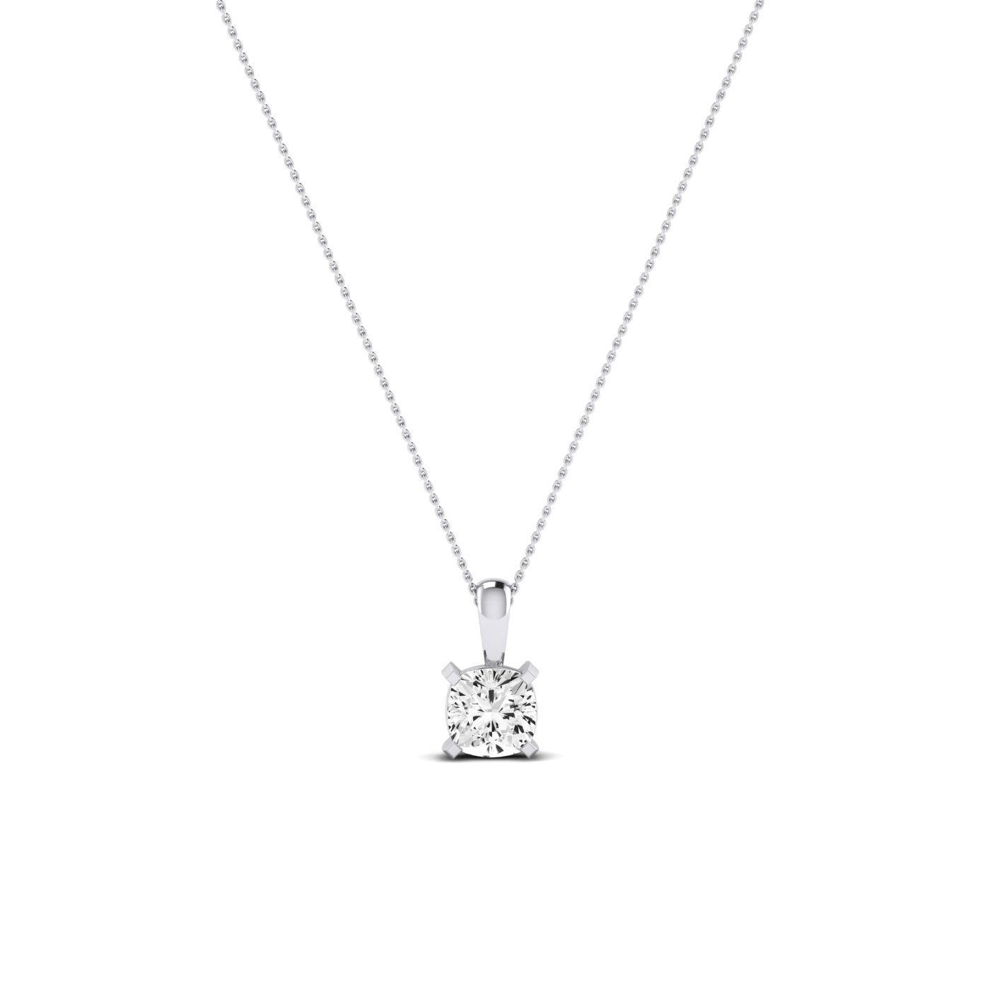 Orchid Cushion Cut Diamond Solitaire Necklace (Clarity Enhanced) whitegold