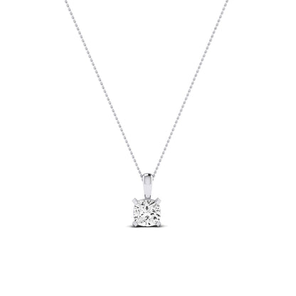 Orchid Cushion Cut Diamond Solitaire Necklace (Clarity Enhanced) whitegold