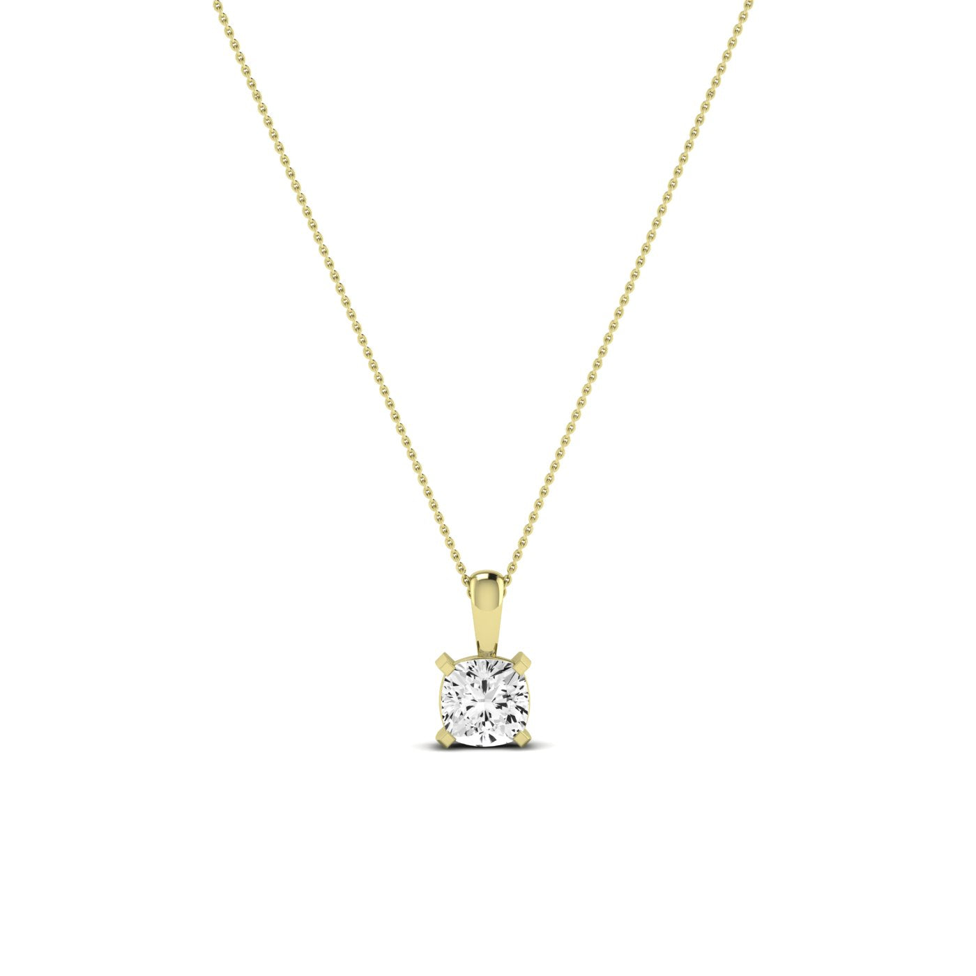 Orchid Cushion Cut Moissanite Solitaire Necklace yellowgold