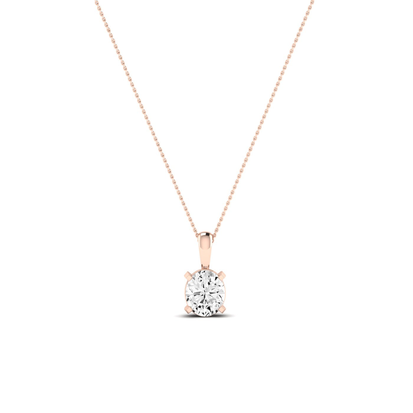 Orchid Oval Cut Moissanite Solitaire Necklace rosegold