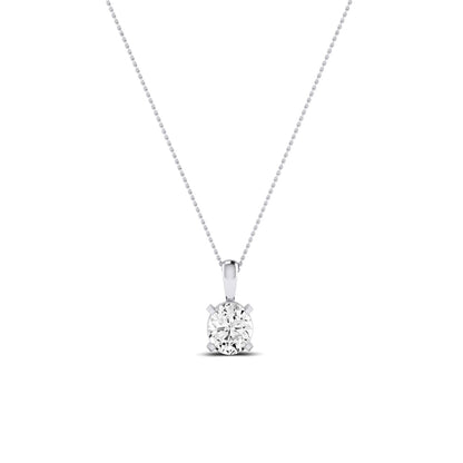 Orchid Oval Cut Diamond Solitaire Necklace (Clarity Enhanced) whitegold