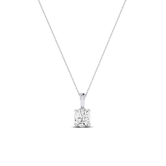 Orchid Oval Cut Moissanite Solitaire Necklace whitegold