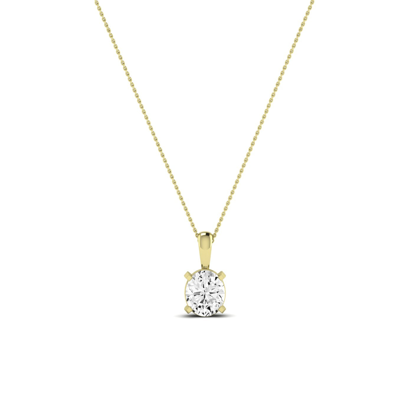 Orchid Oval Cut Diamond Solitaire Necklace (Clarity Enhanced) yellowgold