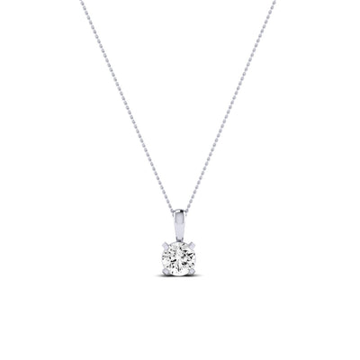 Orchid Round Cut Diamond Solitaire Necklace (Clarity Enhanced) whitegold