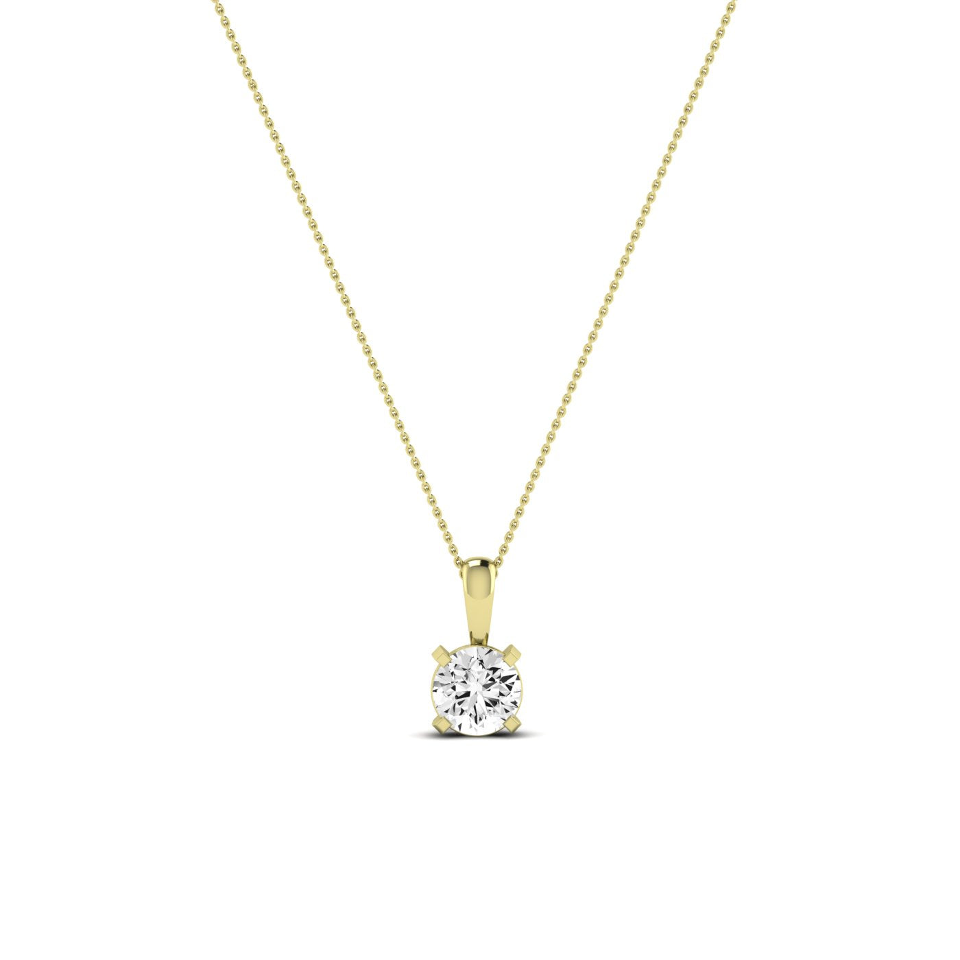 Orchid Round Cut Diamond Solitaire Necklace (Clarity Enhanced) yellowgold