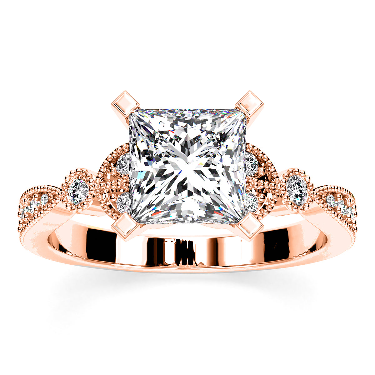 Laurel Princess Moissanite Engagement Ring rosegold
