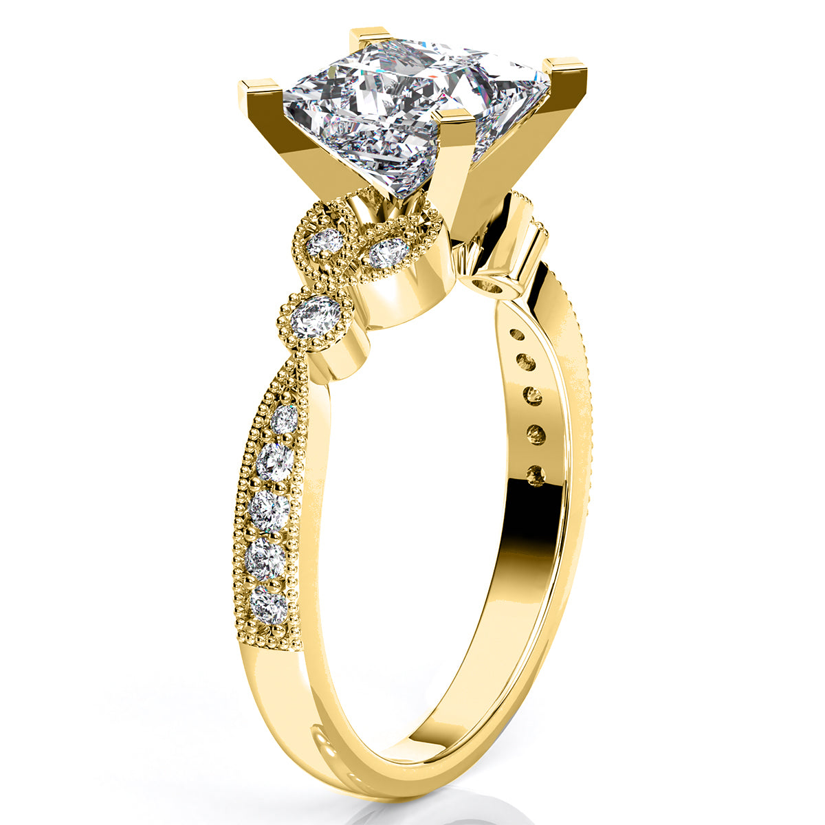 Laurel Princess Moissanite Engagement Ring yellowgold