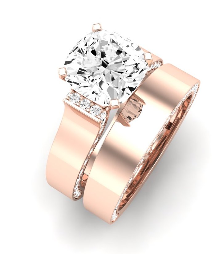 Lavender Moissanite Matching Band Only (engagement Ring Not Included) For Ring With Cushion Center rosegold