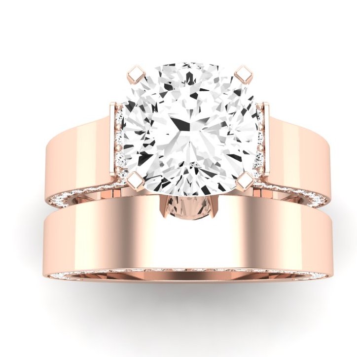 Lavender Diamond Matching Band Only (engagement Ring Not Included) For Ring With Cushion Center rosegold