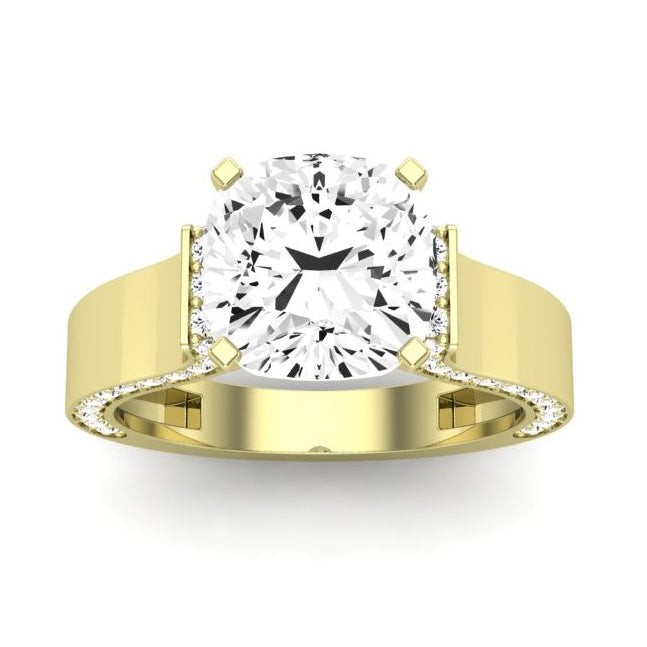 Lavender Cushion Moissanite Engagement Ring yellowgold