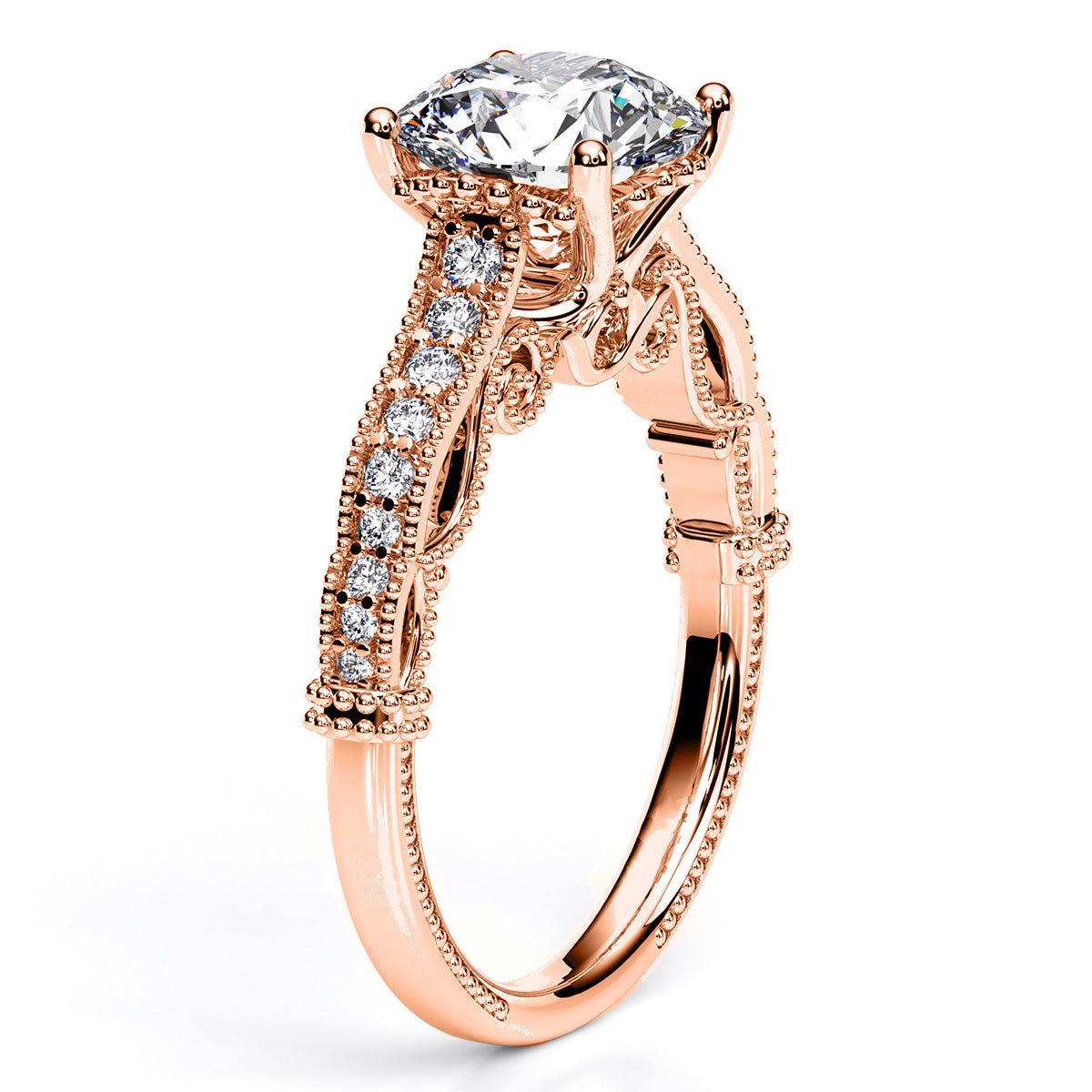 Laylani Round Moissanite Engagement Ring rosegold