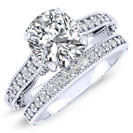 Laylani Moissanite Matching Band Only (engagement Ring Not Included) For Ring With Cushion Center whitegold