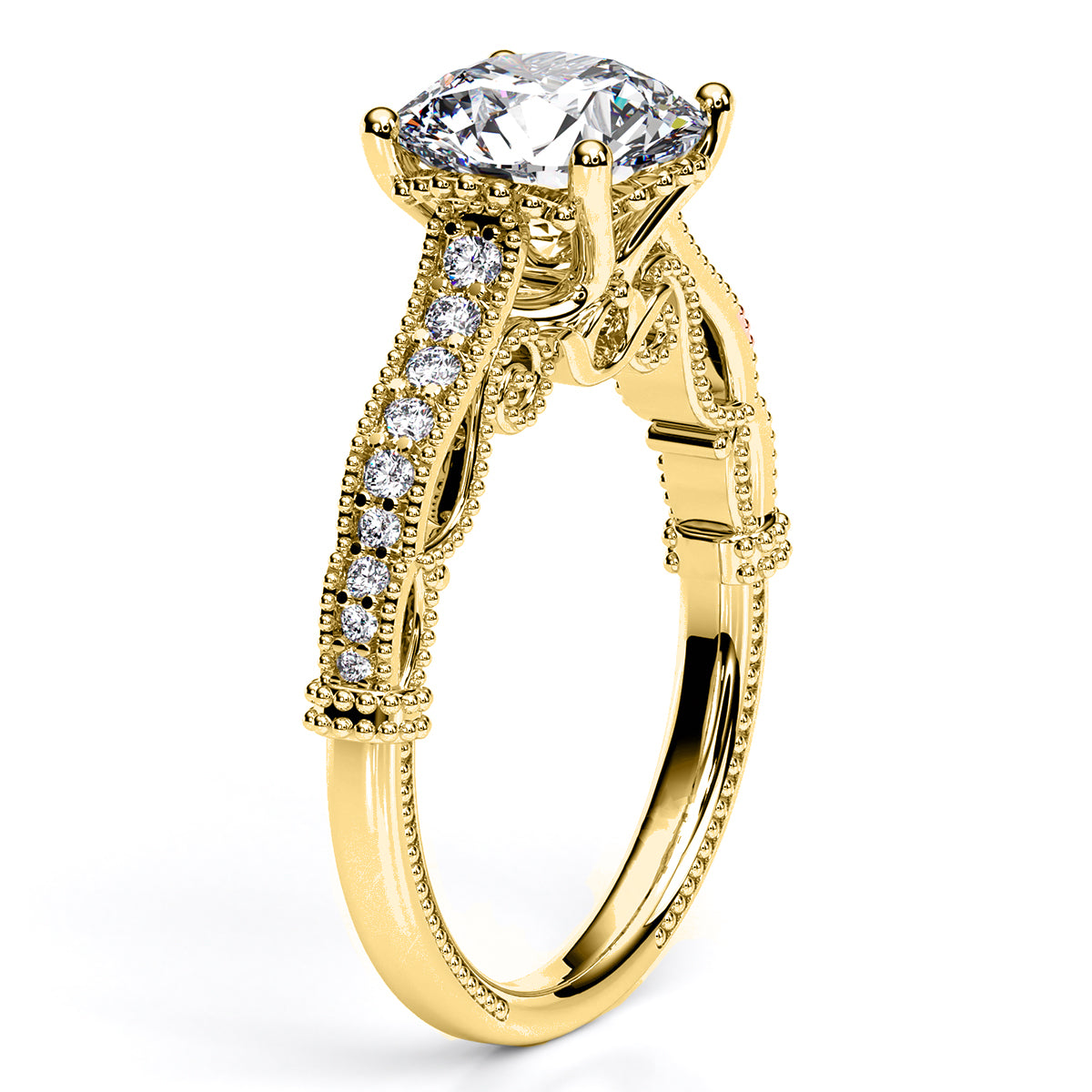 Laylani Round Moissanite Engagement Ring yellowgold