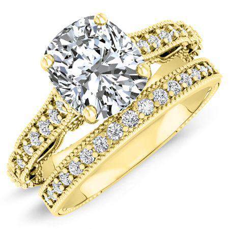 Laylani Cushion Moissanite Bridal Set yellowgold