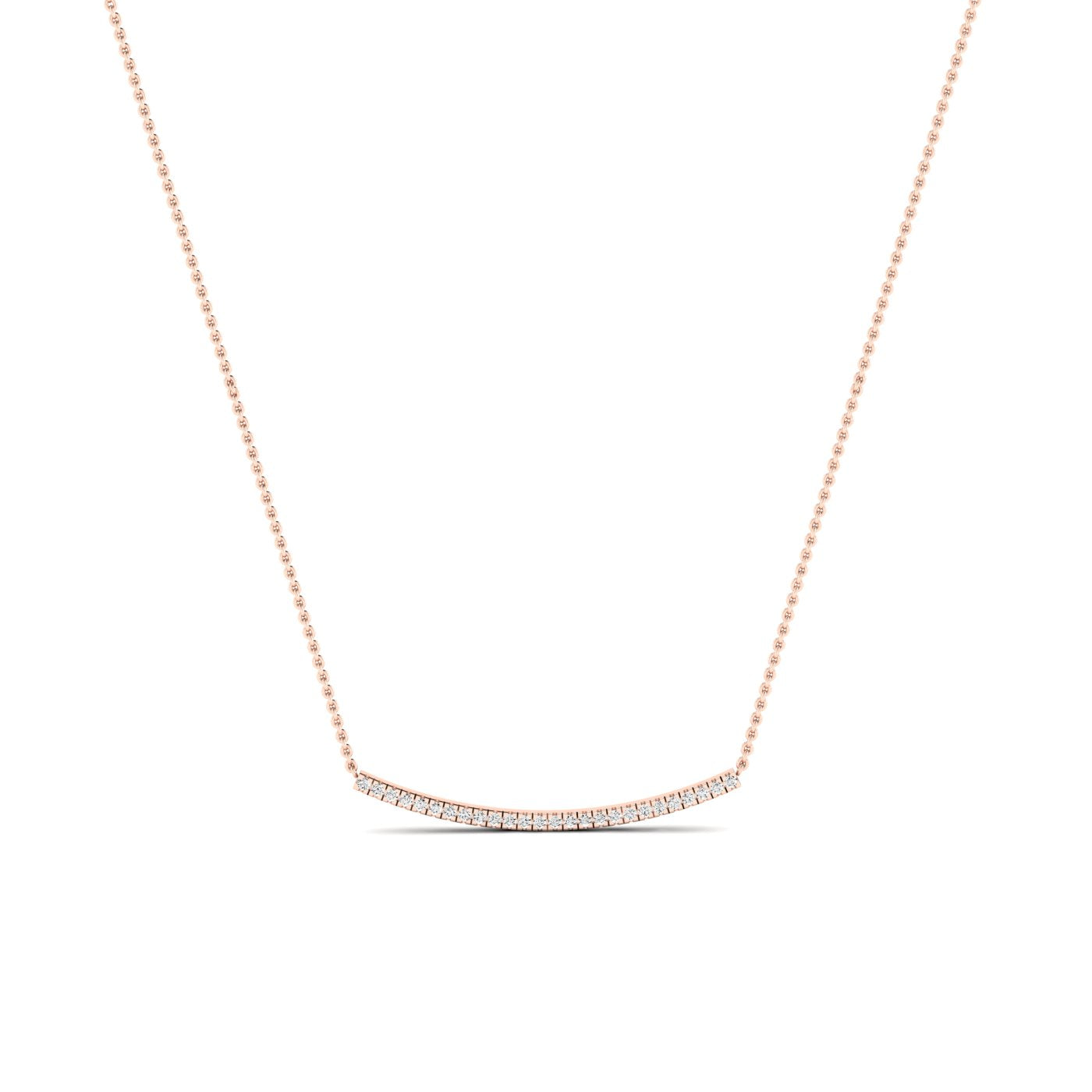 Evergreen Round Bar Diamond Accented Necklace rosegold
