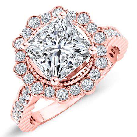 Lita Princess Moissanite Engagement Ring rosegold