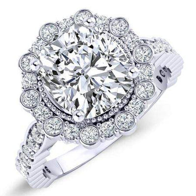 Lita Cushion Moissanite Engagement Ring whitegold