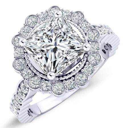 Lita Princess Moissanite Engagement Ring whitegold
