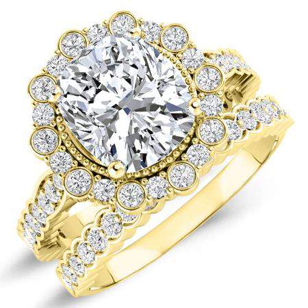 Lita Moissanite Matching Band Only (engagement Ring Not Included) For Ring With Cushion Center yellowgold