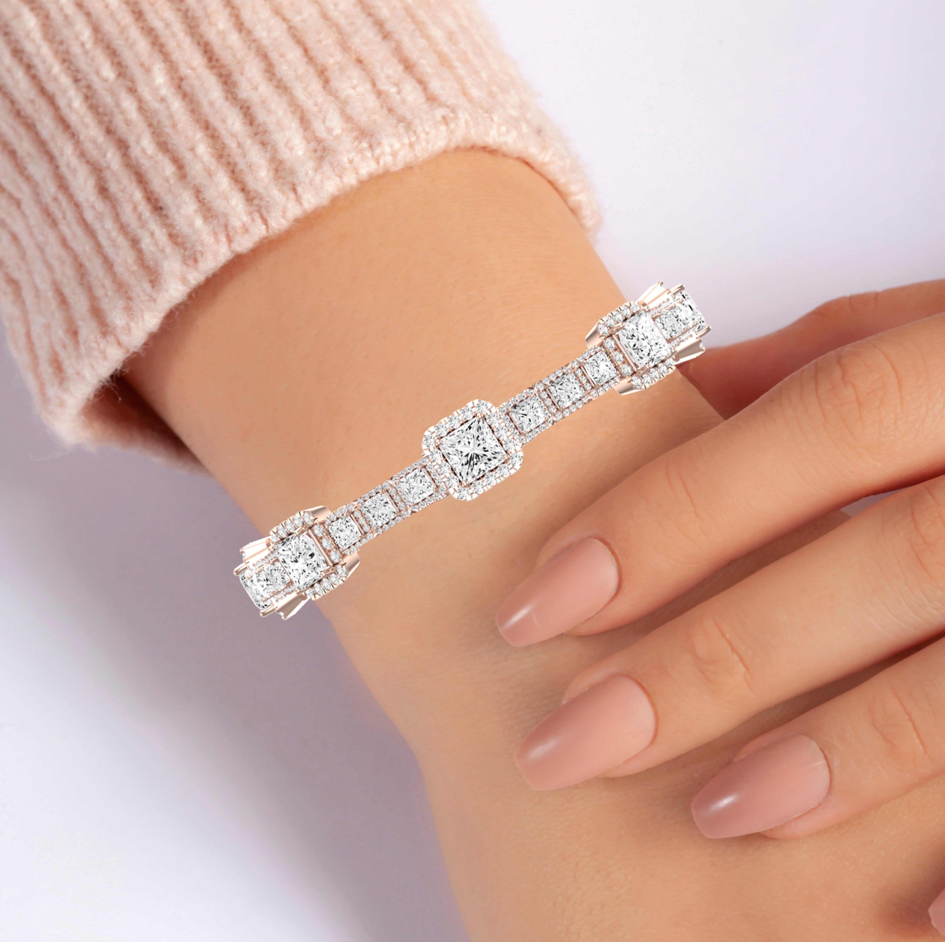 Chelsea Princess Cut Diamond Bracelet (clarity Enhanced) rosegold