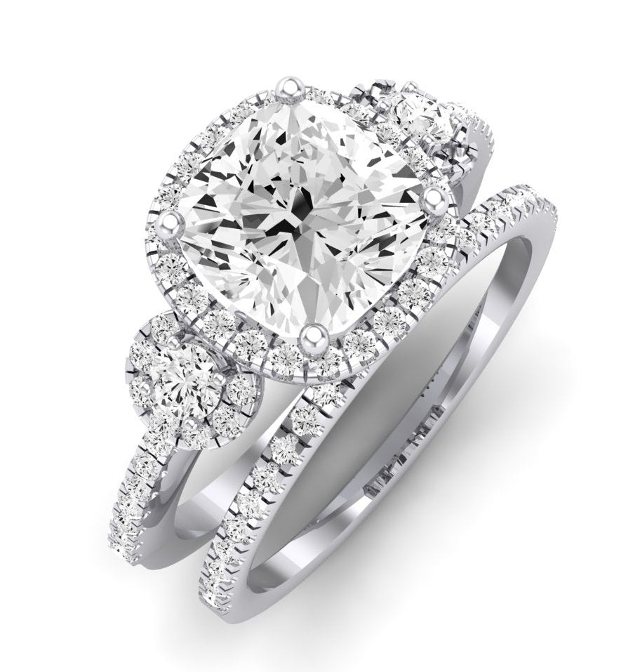 Lunaria Moissanite Matching Band Only (does Not Include Engagement Ring) For Ring With Cushion Center whitegold