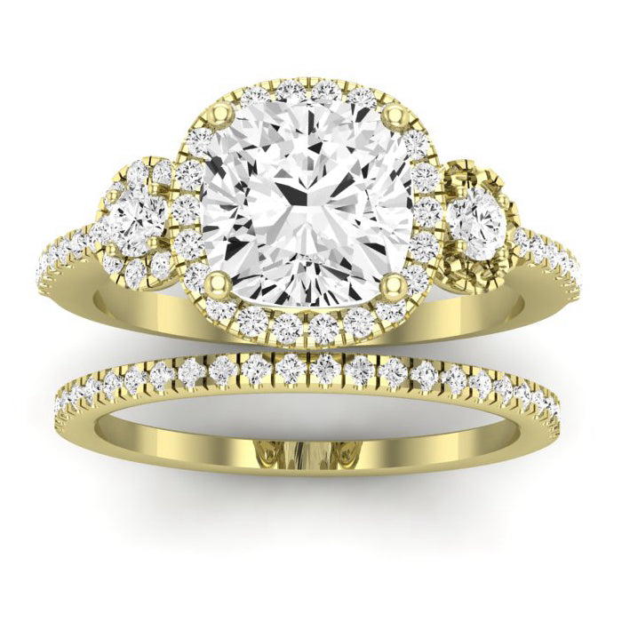 Lunaria Moissanite Matching Band Only (does Not Include Engagement Ring) For Ring With Cushion Center yellowgold
