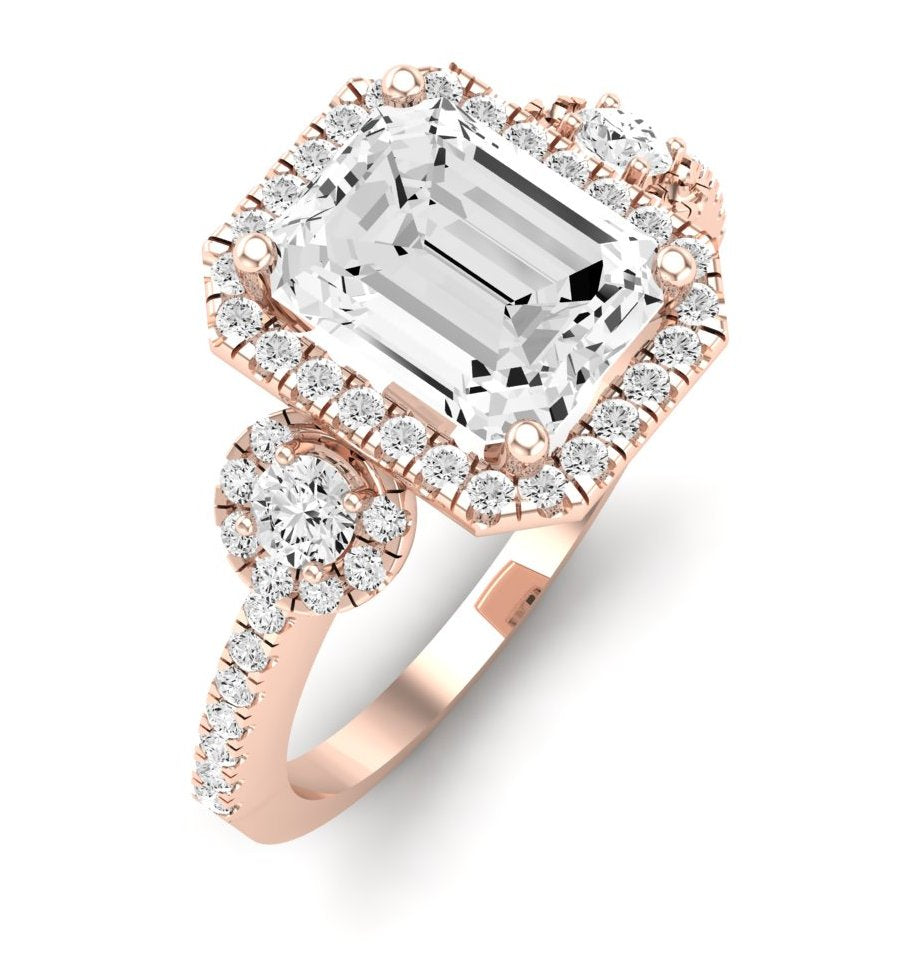 Lunaria Emerald Diamond Engagement Ring (Lab Grown Igi Cert) rosegold