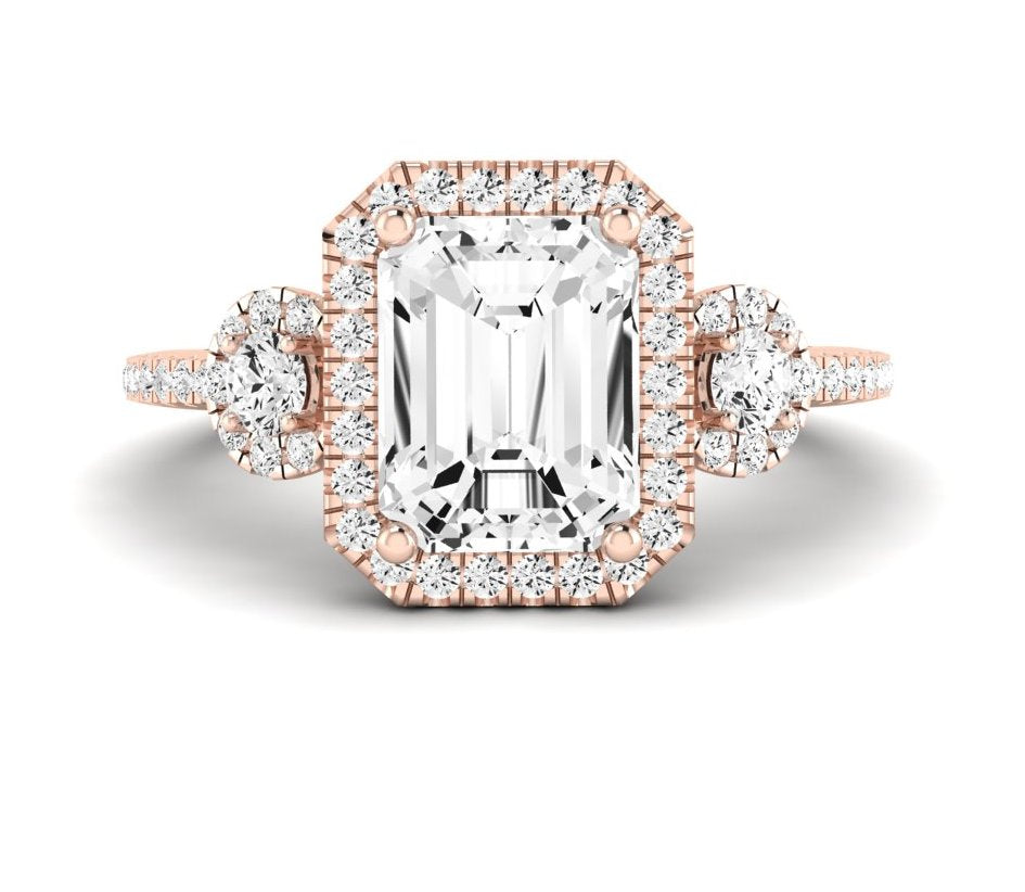 Lunaria Emerald Diamond Engagement Ring (Lab Grown Igi Cert) rosegold