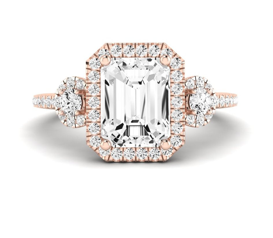 Lunaria Emerald Moissanite Engagement Ring rosegold