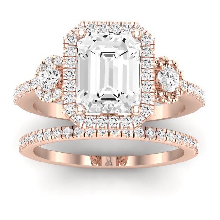 Lunaria Diamond Matching Band Only (does Not Include Engagement Ring) For Ring With Emerald Center rosegold