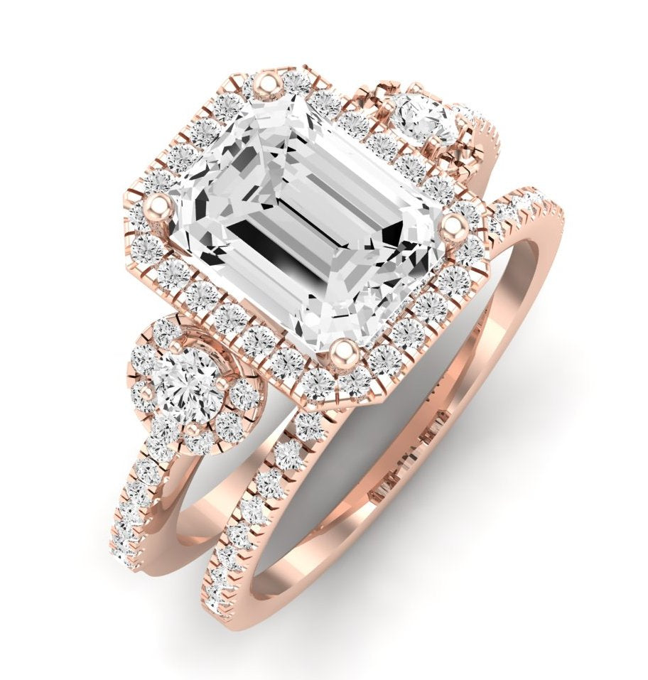 Lunaria Moissanite Matching Band Only (does Not Include Engagement Ring) For Ring With Emerald Center rosegold