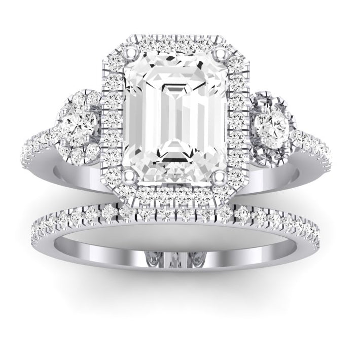 Lunaria Diamond Matching Band Only (does Not Include Engagement Ring) For Ring With Emerald Center whitegold