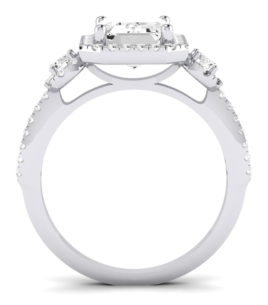 Lunaria Emerald Diamond Engagement Ring (Lab Grown Igi Cert) whitegold