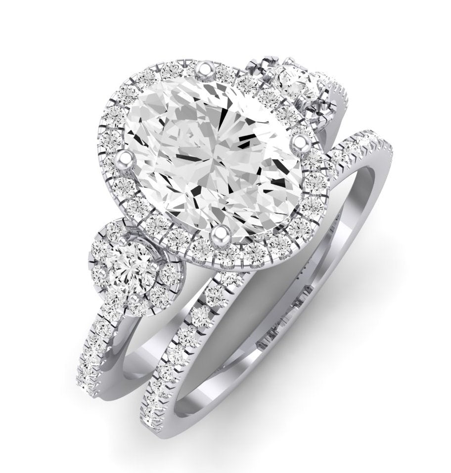 Lunaria Moissanite Matching Band Only (does Not Include Engagement Ring) For Ring With Oval Center whitegold