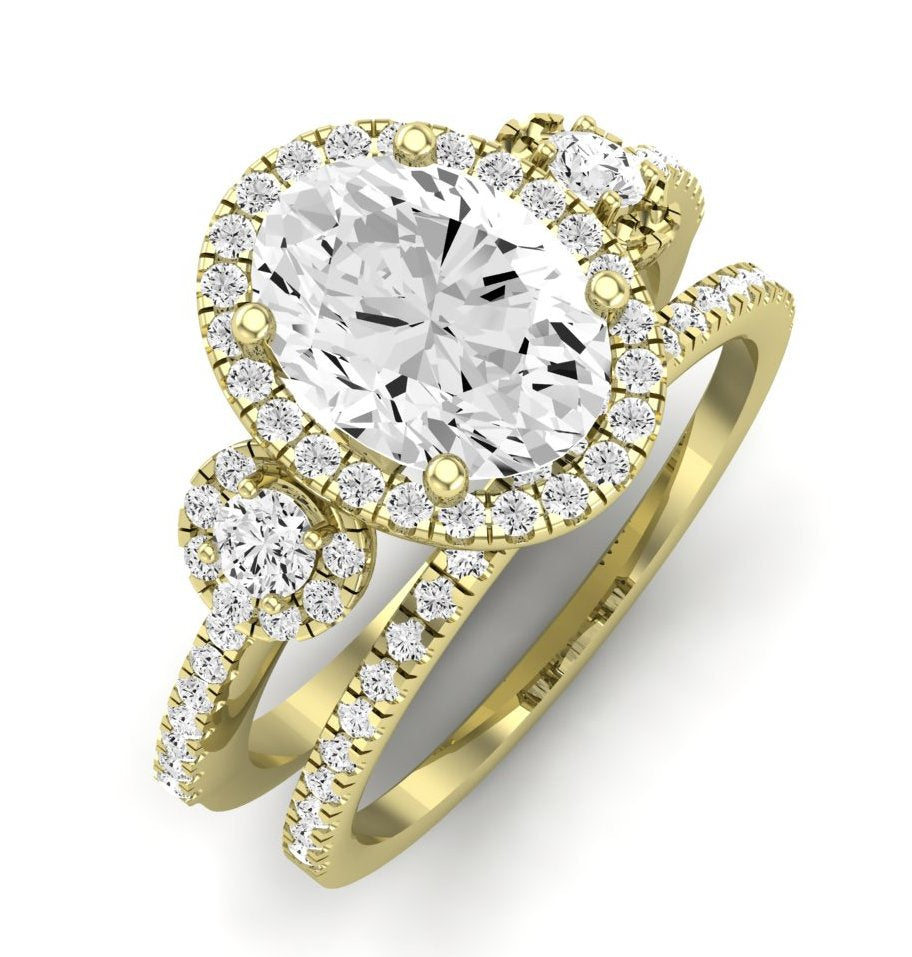 Lunaria Moissanite Matching Band Only (does Not Include Engagement Ring) For Ring With Oval Center yellowgold