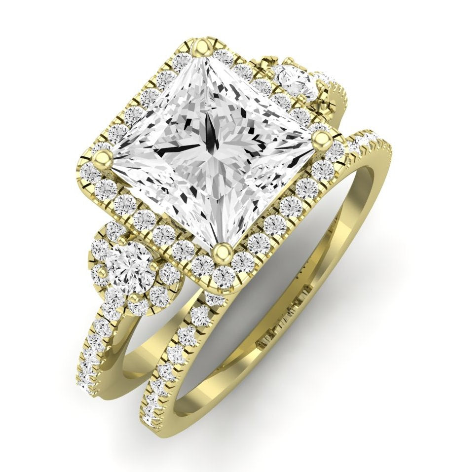 Lunaria Moissanite Matching Band Only (does Not Include Engagement Ring) For Ring With Princess Center yellowgold
