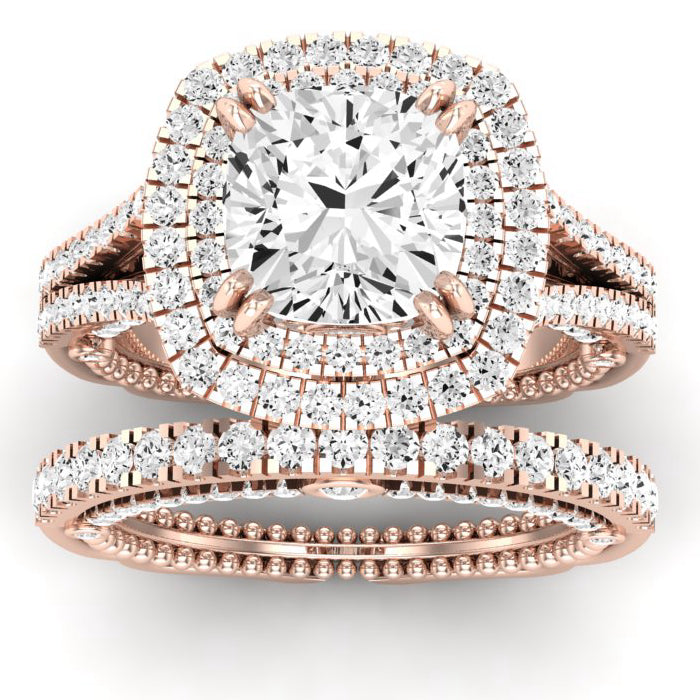 Lupin Diamond Matching Band Only (does Not Include Engagement Ring)  For Ring With Cushion Center rosegold