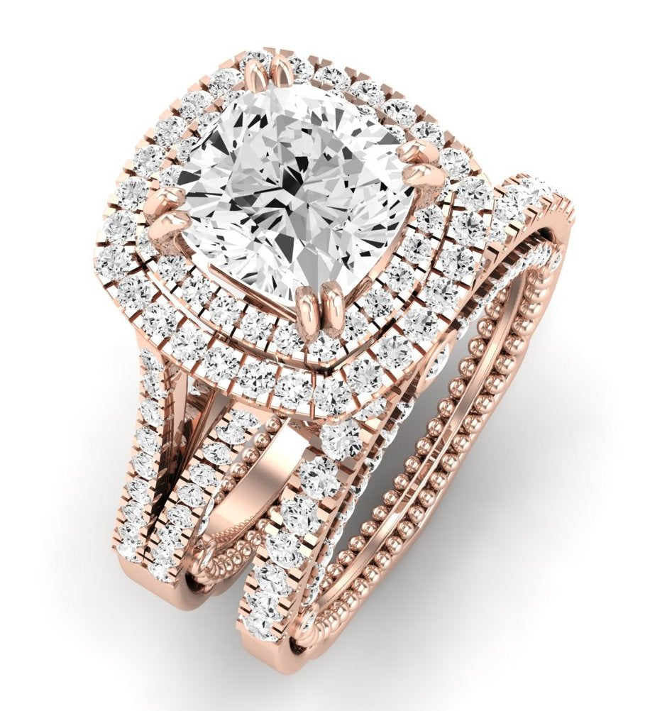 Lupin Diamond Matching Band Only (does Not Include Engagement Ring)  For Ring With Cushion Center rosegold